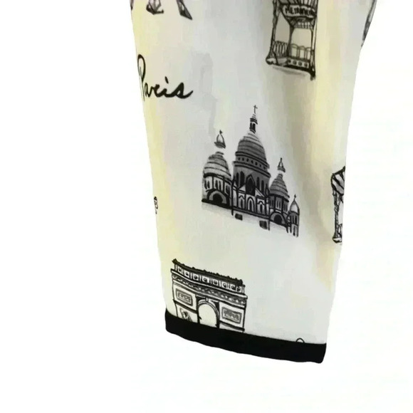 Talbots Paris Print Tie Front Blouse Ivory and Black Small Petite - Picture 6 of 9